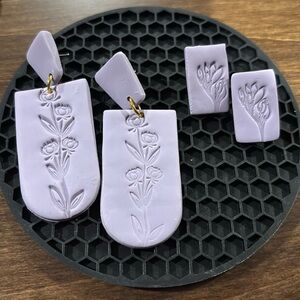 Floral Lavender dangle and stud earrings